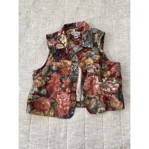 Vintage Gotcha Covered floral button up Jean vest